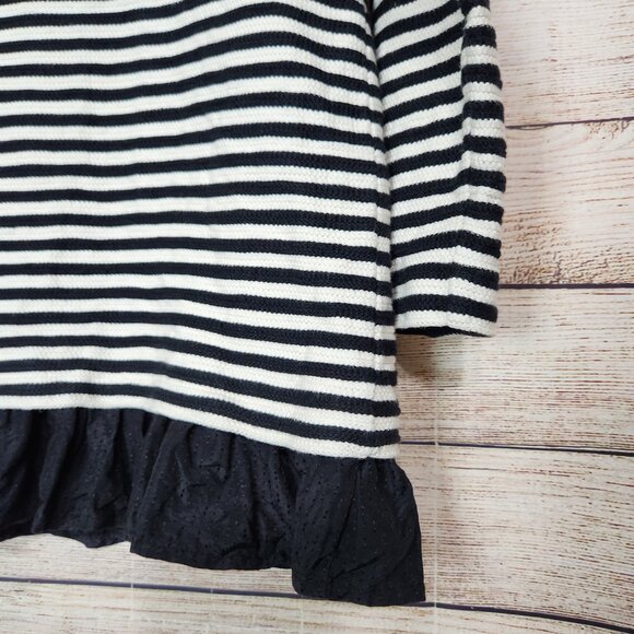 VINEYARD VINES Black White Striped Ruffle Bottom Top Long Sleeve Size XS - Picture 14 of 14